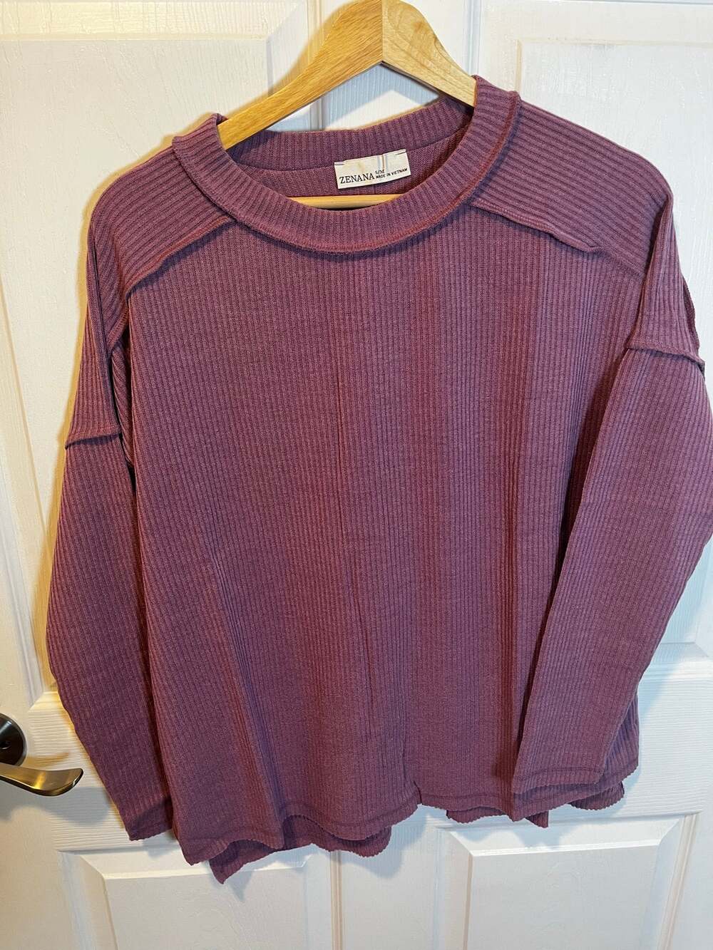 Zenana waffle long sleeve top